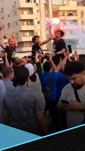 احتفالات كهرباء الإسماعيلية بالصعود للممتاز